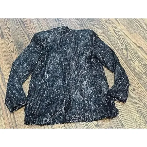 Generation Love Nyla Sequin Blazer‎ Jacket Double Breasted Long Sleeve Black S